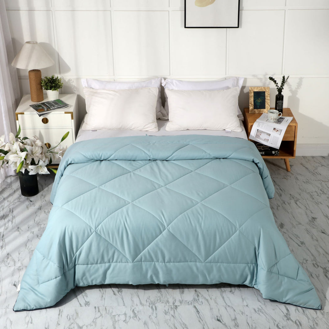 Premium Upgraded Non-Vacuum Bed Quilt All Seasons 100% Cotton Filled Comforter (Miami Blue)