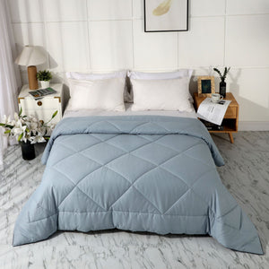 All Season 100% Cotton Quilted Comforter (Grey Blue)